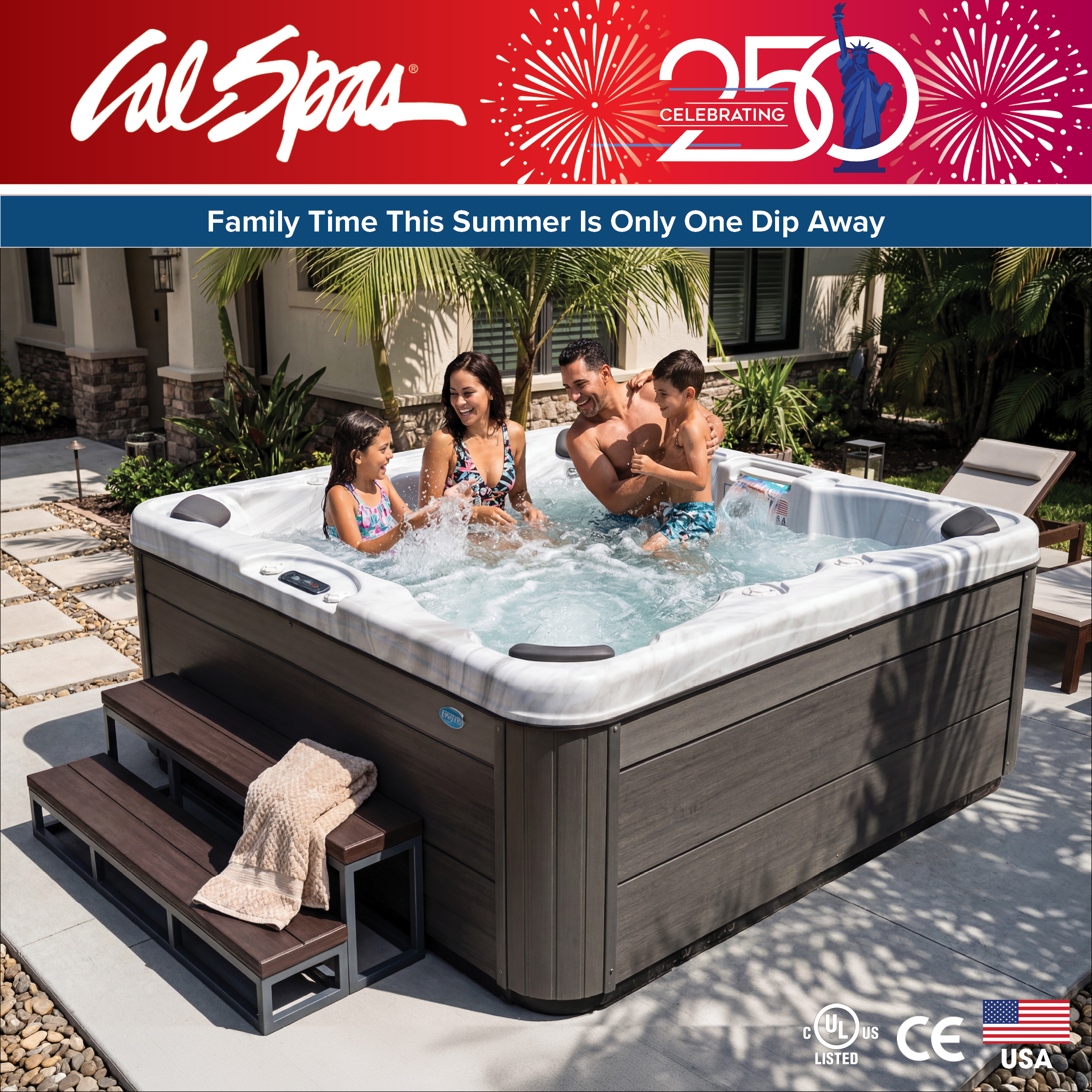 Calspas hot tub being used in a family setting - Olathe
